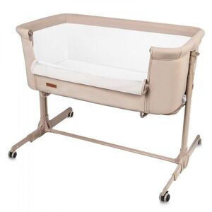 Imagine Patut cu leganare Cullami Beige, co-sleeper 2 in 1, cu laterala culisanta, setare unghiulara, cu roti, reglabil in 6 pozitii pe inaltime