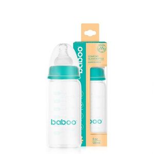 Imagine Biberon anticolici din sticla Baboo cu gat stramt 120 ml, 0 luni