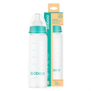 Imagine Biberon anticolici din sticla Baboo cu gat stramt 240 ml, 3 luni+