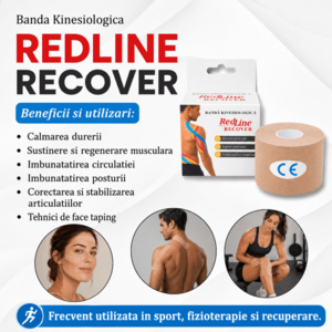 Imagine Banda Kinesiologica RedLine Recover, impermeabila 5 cm x 5 m bej