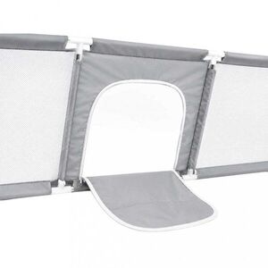 Imagine Tarc de joaca pentru copii Grey, design modern si sigur, acces mare cu fermoar, porti de fotbal si cos de baschet integrate, dimensiune 120 x 180 cm