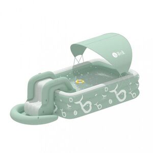 Imagine Piscina gonflabila de gradina pentru copii Ikonka, cu tobogan, baldachin si pompa electrica inclusa, dimensiune 262 x 175 x 60 cm