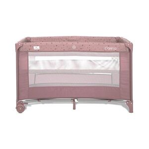 Imagine Patut pliabil pentru copii Lorelli Carina Pink Stars, 2 nivele, deschidere laterala cu fermoar, prevazut cu roti cu frana