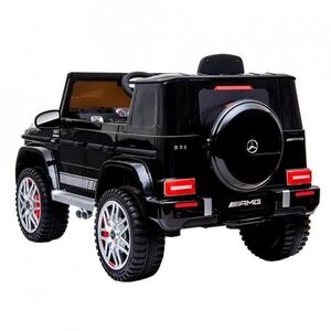 Imagine Masinuta electrica pentru copii Novokids Mercedes G63 AMG Negru, roti din cauciuc Eva, melodii si USB, usi cu deschidere, 12V, 2 viteze, lungime 120 cm, 2 motoare 25 W