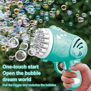 Imagine Pistol generator baloane de sapun pentru copii Malplay Green, rezerva cu solutie inclusa