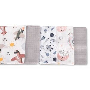 Imagine Set 5 scutece multifunctionale Sensillo Cosmos Grey 70x80 cm din muselina 100 bumbac, suprafata texturata, moale si absorbanta