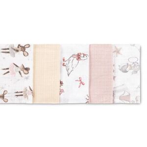 Imagine Set 5 scutece multifunctionale Sensillo Mouse Pink 70x80 cm din muselina 100 bumbac, suprafata texturata, moale si absorbanta