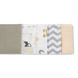 Imagine Set 5 scutece multifunctionale Sensillo Cars Beige 70x80 cm din muselina 100 bumbac, suprafata texturata, moale si absorbanta