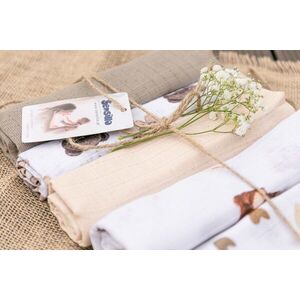 Imagine Set 5 scutece multifunctionale Sensillo Teddy Beige 70x80 cm din muselina 100 bumbac, suprafata texturata, moale si absorbanta