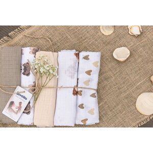Imagine Set 5 scutece multifunctionale Sensillo Teddy Pink 70x80 cm din muselina 100 bumbac, suprafata texturata, moale si absorbanta