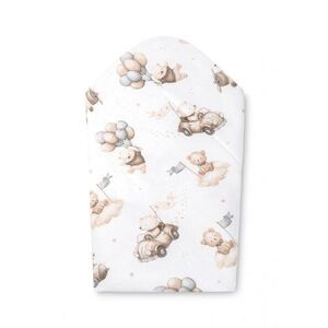 Imagine Paturica de infasat bebelusi Sensillo Teddy Beige 75x75 cm din bumbac, inchidere velcro, multifunctionala