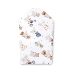 Imagine Paturica de infasat bebelusi Sensillo Mouse Grey 75x75 cm din bumbac, inchidere velcro, multifunctionala
