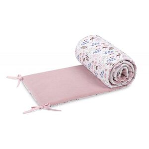 Imagine Aparatoare laterala patut Sensillo Velvet Twigs Pink 180x30 cm cu doua fete, suprafata din bumbac imprimatplus, umplutura antialergica, prindere cu panglici