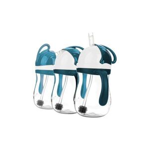 Imagine Cana de antrenament Akuku BlueGrey 280ml anti-varsare cu manere si pai cu greutate, capac mobil de protectie