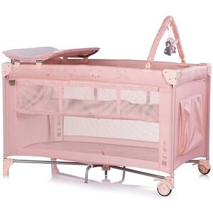 Imagine Patut pentru copii Chipolino Luna Powder Pink pliabil, cu saltea de infasat