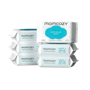 Imagine Set 6 pachete de servetele umede pentru nasul bebelusilor Momcozy cu solutie salina
