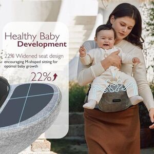 Imagine Marsupiu tip sezut, cu suport lombar pentru parinti Momcozy M Grey