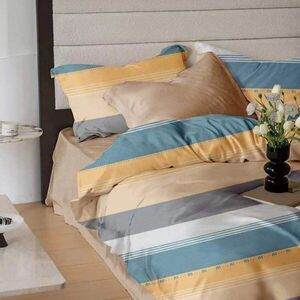 Imagine Lenjerie de pat din finet Somnart 6 piese, cearceaf de pat cu elastic Extra Golden Coast