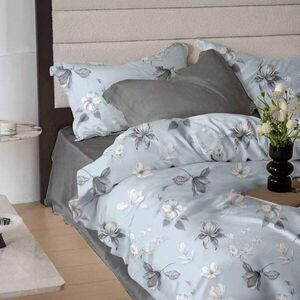 Imagine Lenjerie de pat din finet Somnart 6 piese, cearceaf de pat cu elastic Extra Sky Blossom
