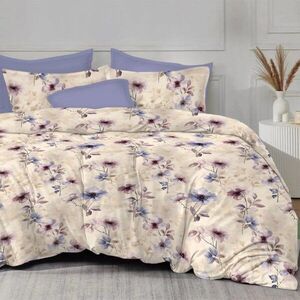 Imagine Lenjerie de pat din finet Somnart 6 piese, cearceaf de pat cu elastic Violet Harmony