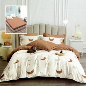 Imagine Lenjerie de pat din finet Somnart 6 piese, cearceaf de pat cu elastic Extra