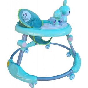 Imagine Premergator reglabil in 6 trepte de inaltime Novokids Happy Bunny Verde Turquoise, cu melodii si lumini, pliabil, greutate admisa 20 kg, roti silentioase