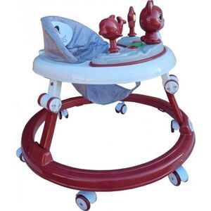 Imagine Premergator reglabil in 6 trepte de inaltime Novokids Happy Kitty Rosu, cu melodii, pliabil, greutate admisa 20 kg, roti silentioase