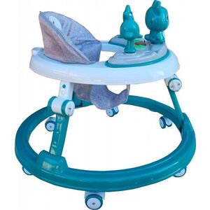 Imagine Premergator reglabil in 6 trepte de inaltime Novokids Happy Kitty Verde Turquoise, cu melodii, pliabil, greutate admisa 20 kg, roti silentioase