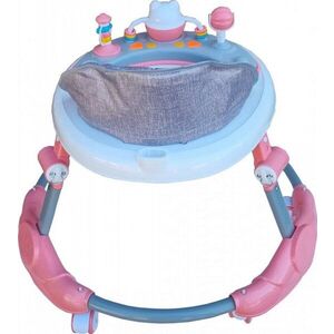 Imagine Premergator reglabil in 6 trepte de inaltime Novokids Little Kitty Roz, cu melodii, pliabil, greutate admisa 20 kg, roti silentioase