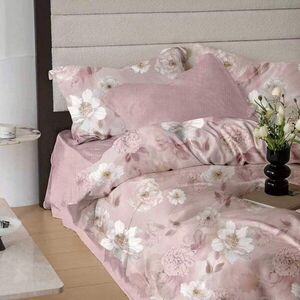 Imagine Lenjerie de pat din finet Somnart 6 piese, cearceaf de pat clasic 230 x 250 cm Extra, Blush Garden