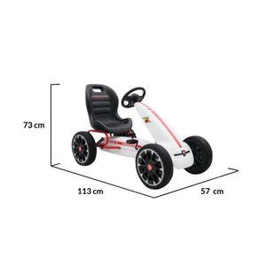Imagine Kart cu pedale pentru copii Novokids Chrysler Kart Pro Alb, roti din cauciuc EVA, 5-8 ani, structura metalica, frana de mana, functie FreeWheel, mers cu spatele