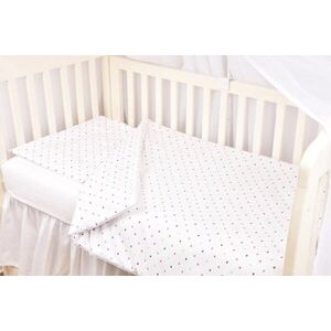 Imagine Set complet 7 piese lenjerie si aparatori patut 120x60 cm din bumbac model inimioare