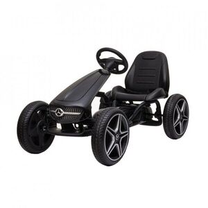 Imagine Kart cu pedale pentru copii Novokids Mercedes Benz Kart Pro Negru, cu claxon si melodii, structura metalica, frana de mana, functie freewheel, scaun ajustabil, mers cu spatele