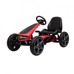 Imagine Kart cu pedale pentru copii Novokids Mercedes Benz Kart Pro Rosu, cu claxon si melodii, structura metalica, frana de mana, functie freewheel, scaun ajustabil, mers cu spatele