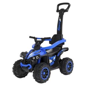 Imagine ATV pentru copii Novokids Little Beast Albastru, cu melodii si lumini, maner de impins detasabil, fara pedale, greutate admisa 25 kg