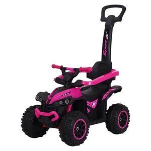 Imagine ATV pentru copii Novokids Little Beast Roz, cu melodii si lumini, maner de impins detasabil, fara pedale, greutate admisa 25 kg