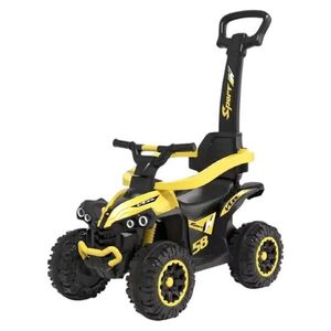 Imagine ATV pentru copii Novokids Little Beast Galben, cu melodii si lumini, maner de impins detasabil, fara pedale, greutate admisa 25 kg
