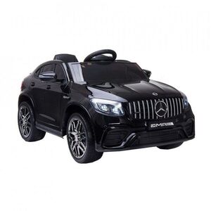 Imagine Masinuta electrica pentru copii Novokids Mercedes GLC 63 AMG Negru, 12V, roti din cauciuc EVA, 3-8 ani, usi cu deschidere, 2 viteze, lungime 115 cm, 2 motoare 390 W