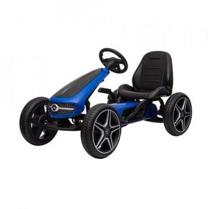 Imagine Kart cu pedale pentru copii Novokids Mercedes Benz Kart Pro Albastru, cu claxon si melodii, structura metalica, frana de mana, functie freewheel, scaun ajustabil, mers cu spatele
