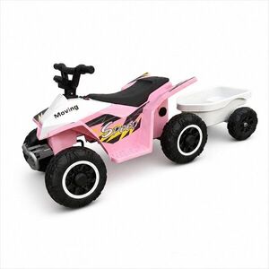 Imagine Atv electric cu remorca Nichiduta Mooving Speed PinkWhite, roti rezistente, remorca detasabila, acumulator 6V4.5Ah, motor 35w, suport picioare