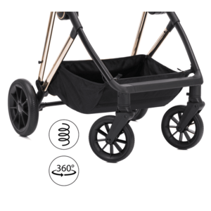 Imagine Carucior 2 in 1 pentru copii Fill Elix Fillikid Black, transformabil, reversibil, cu spatar reglabil si suspensii, husa pentru picioare inclusa