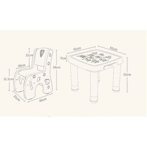 Imagine Set masuta cu sertare si 2 scaunele cu spatar pentru copii, Learning Table Orange, design ergonomic, robust, cu margini rotunjite