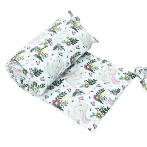 Imagine Protectie laterala pentru patut copii Kerstin Bunny Pink 180 x 30 cm, cu doua fete, suprafata din bumbac 100, prindere cu panglici