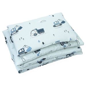Imagine Set lenjerie cu 2 piese pentru patut cosleepercarucior Kerstin Tractors 70x80 cm, realizata din bumbac 100 certificat OEKO TEX, inchidere cu fermoar