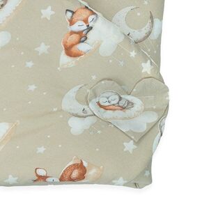 Imagine Paturica multifunctionala de infasat bebelusi Kerstin Bear Beige cu doua fete bumbacminky, dimensiune 75x75 cm, inchidere cu scai