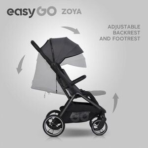 Imagine Carucior 2 in 1 pentru copii Easy Go Zoya Cloud cu pliere automata Dual Fold, pana la 22 kg, copertina XXL, pozitie de somn si spatar inalt