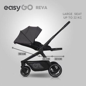 Imagine Carucior 2 in 1 pentru copii Easy Go Reva Cloud Gray, pana la 22 kg, piese reversibile, copertina XXL, accesorii incluse