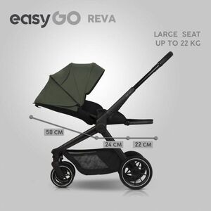 Imagine Carucior 2 in 1 pentru copii Easy Go Reva Jungle, pana la 22 kg, piese reversibile, copertina XXL, accesorii incluse
