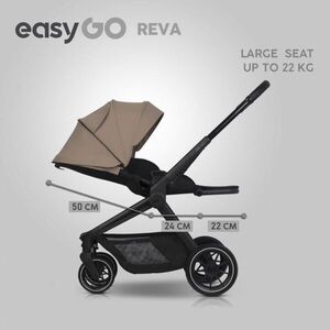 Imagine Carucior 2 in 1 pentru copii Easy Go Reva Gold Beige, pana la 22 kg, piese reversibile, copertina XXL, accesorii incluse