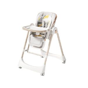 Imagine Scaun de masa pentru bebelusi Little Mom BabyNest Beige, pliabil, multifunctional cu functie de balansoar, spatar reglabil, centura de siguranta si suport pt picioare, design ergonomic